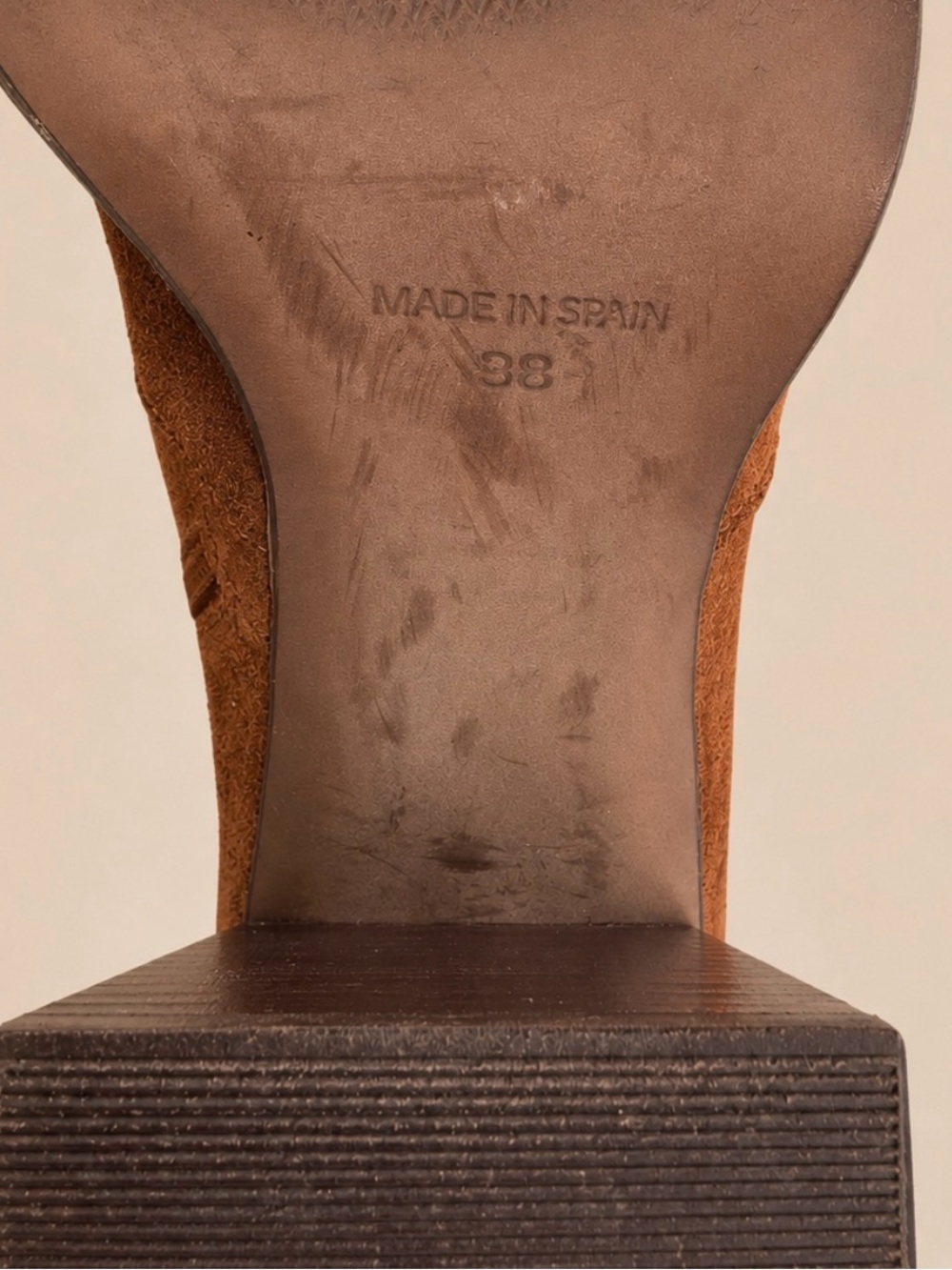 L’INTERVALLE Chestnut Brown Suede Platform Block Heel Ankle Boots 38 / US 7.5-8 - Picture 12 of 17